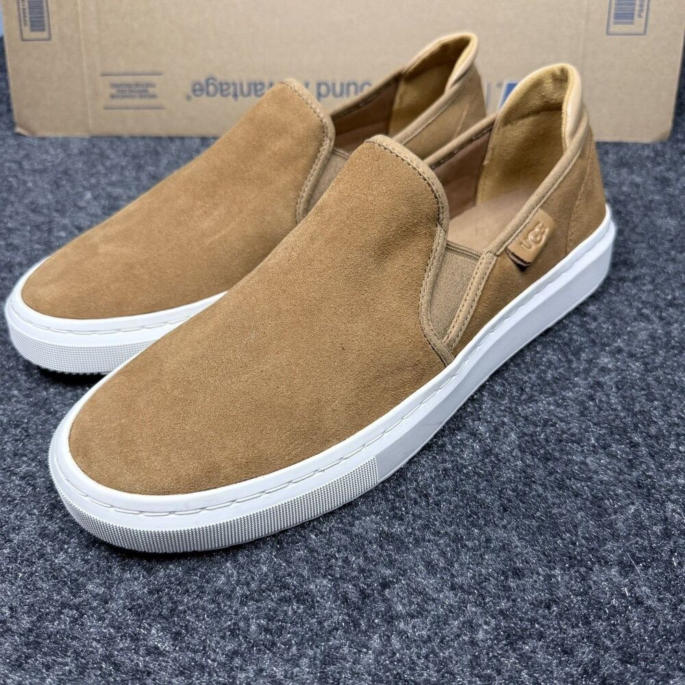 UGG Alameda Leather Suede Tan Slip On Sneakers preppy casual Women's Size 11